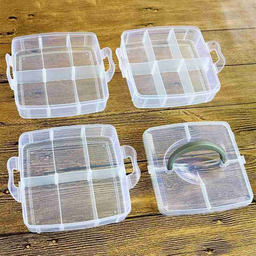 TINSUHG 18 Grid Plastic Transparent Jewelry Storage Box 18 grids
