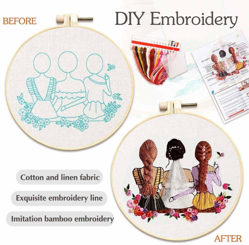 Embroidery Kit Pattern Digital Printed Cloth Fabric Instructions