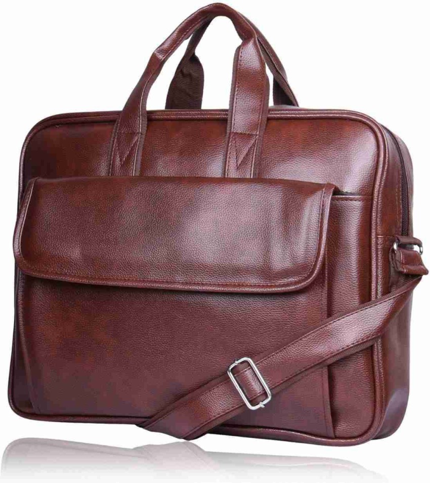 Buy Goldstar Brown Genuine Leather Laptop Bag - 30 L Online at