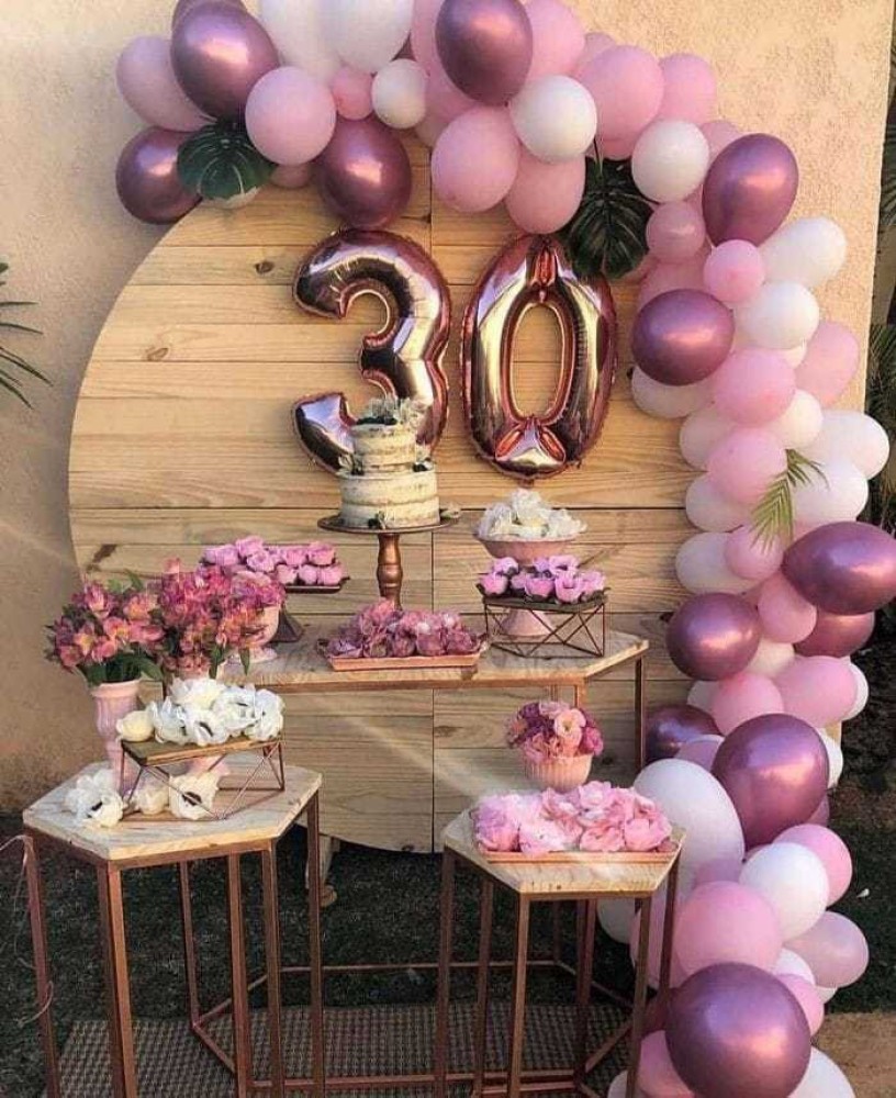 Pink & White Balloon Arch with Happy Birthday Foil Balloon Set -164pcs