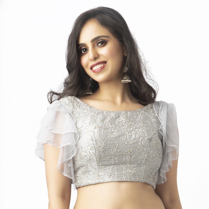 silver blouse designer