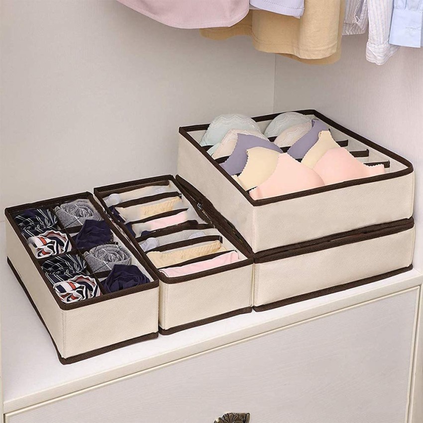 lukzer Set of 4 Foldable Storage Box Organizers for Wardrobe