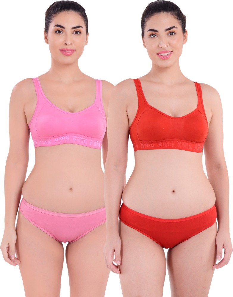 Buy online Pink Color Block Sports Bra from lingerie for Women by