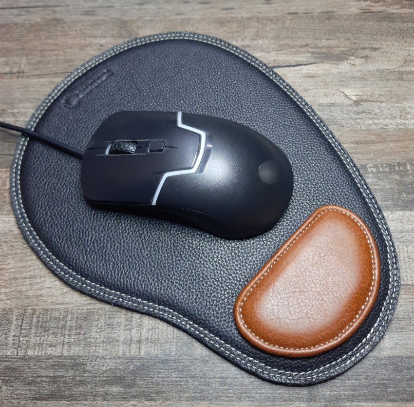GIMNER GENUINE LEATHER MOUSE PAD WITH WRIST SUPPORT FOR LAPTOPS, COMPUTER  AND DESKTOP High Quality Leather With Non Slippy Velvet Mousepad - GIMNER 