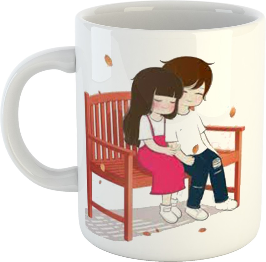 Cartoon Boy Girl Print Couple Mug Creative Enamel Lover Coffee Cup Drink  Dessert Milk Cups Handle