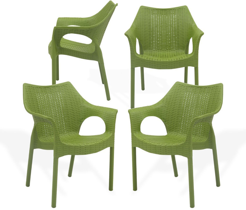 Green plastic garden chairs top b and m