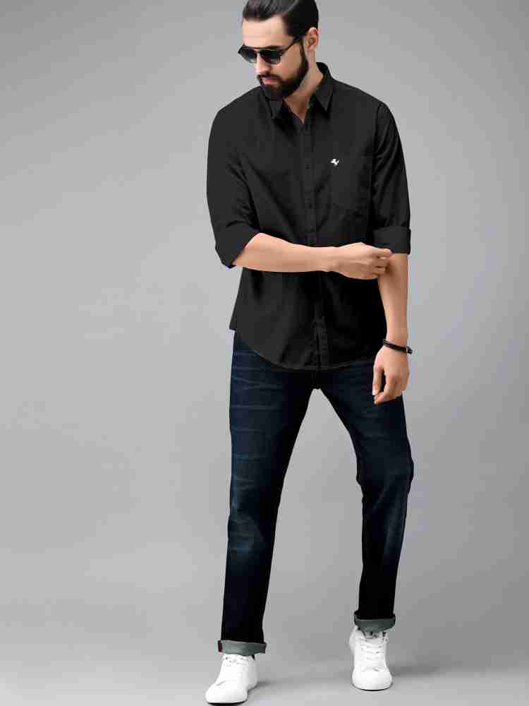 Fashion casual shirt with black jeans