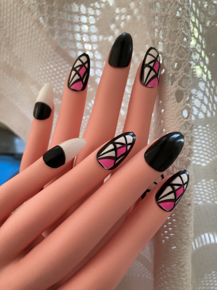 Black Swirls : Best Designer Press on Fake Artificial Nails in India – The  NailzStation