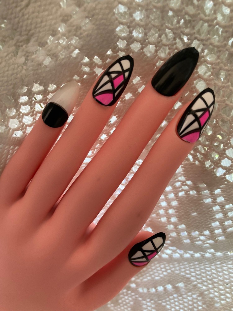 Black Swirls : Best Designer Press on Fake Artificial Nails in India – The  NailzStation