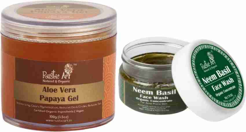 RUSTIC ART care routine Aloe Vera papaya gel 100g Neem basil