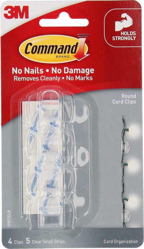 3M Large Cord Clips with Command Adhesive, 2 cord clips, 3 medium strips