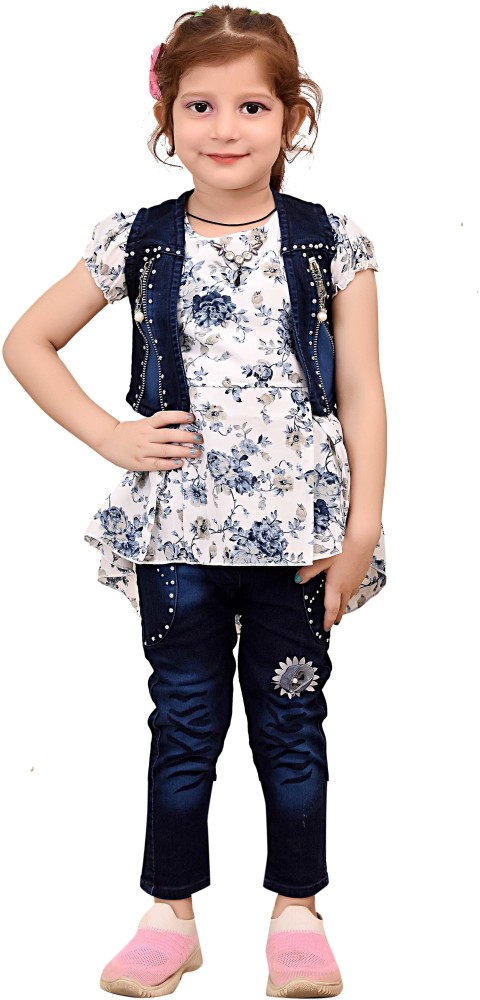 Party wear jeans shop top for baby girl