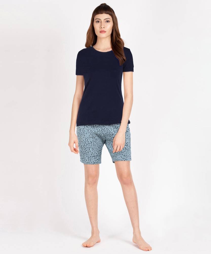 Buy Lyra Pure Cotton Printed Night Shorts for Women (Pack of 2) at