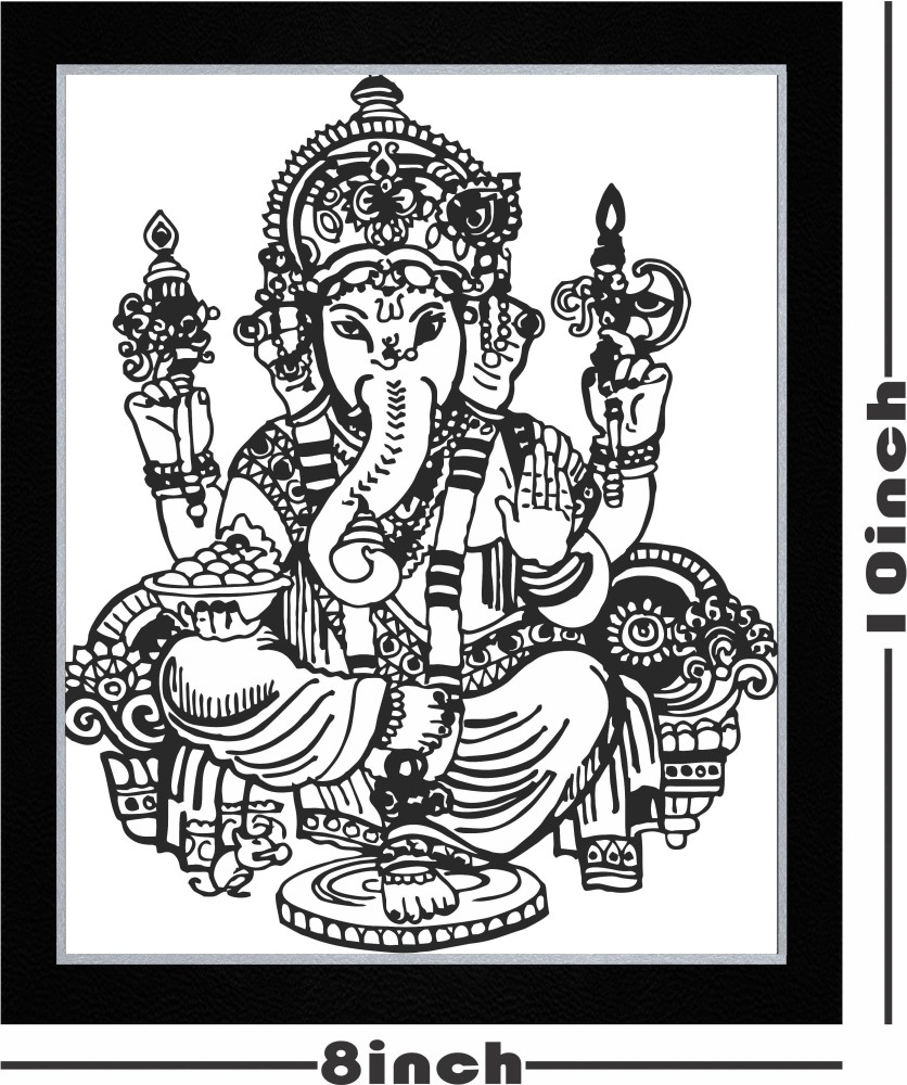 Black  White Ganesh Ji Pencil Sketch Poster Size 165 X 234 Inch