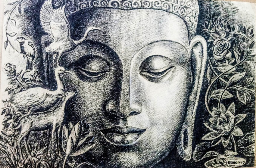 Mane Art Gallery Buddha B10 Charcoal Sketch Original Painting on Paper  Charcoal 18 inch x 12 inch Painting Price in India  Buy Mane Art Gallery  Buddha B10 Charcoal Sketch Original Painting