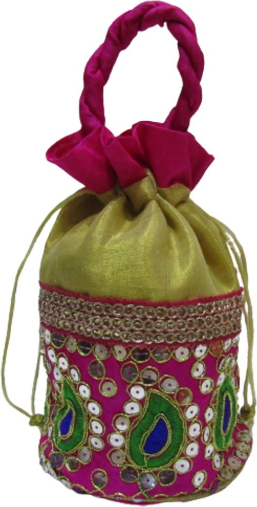 Wedding Return Gift Jute with Embroidery Pouch Potli Bag Thamboolam Bags -  10 x 7 Buy Now | Potli bags, Bags, Wedding favor bags