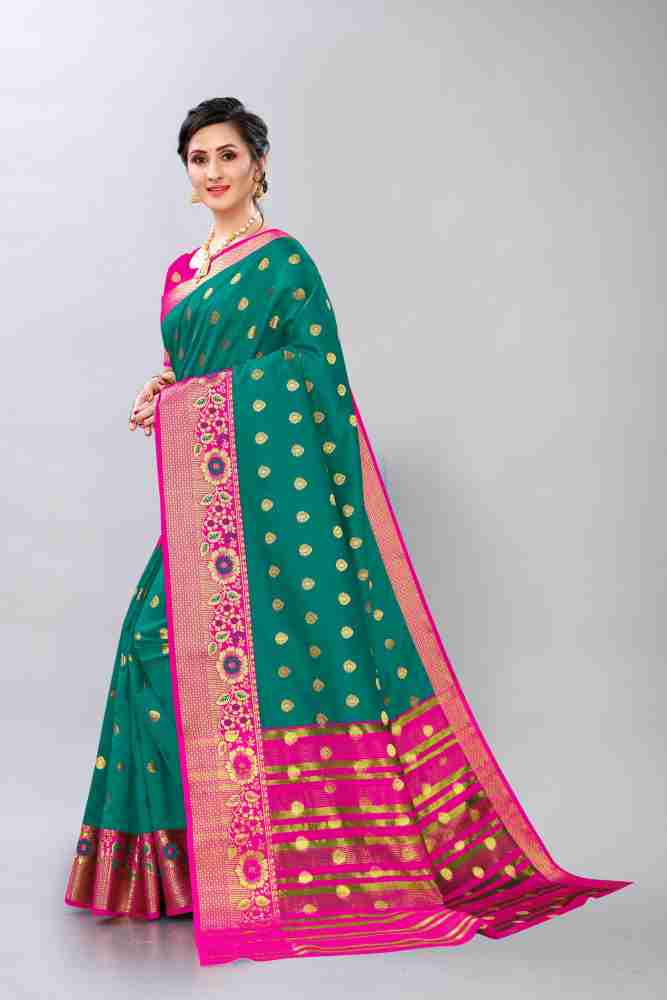 Buy Jaanvi Fashion Rama Green Bhagalpuri Cotton Silk Saree Online at Low  Prices in India 