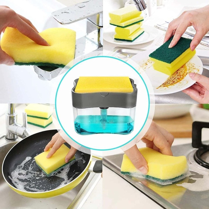 1pc Random Color Kitchen Pot Scrubber With Automatic Liquid Dispensing  Function, Cleaning Brush With Detergent For Dishwashing