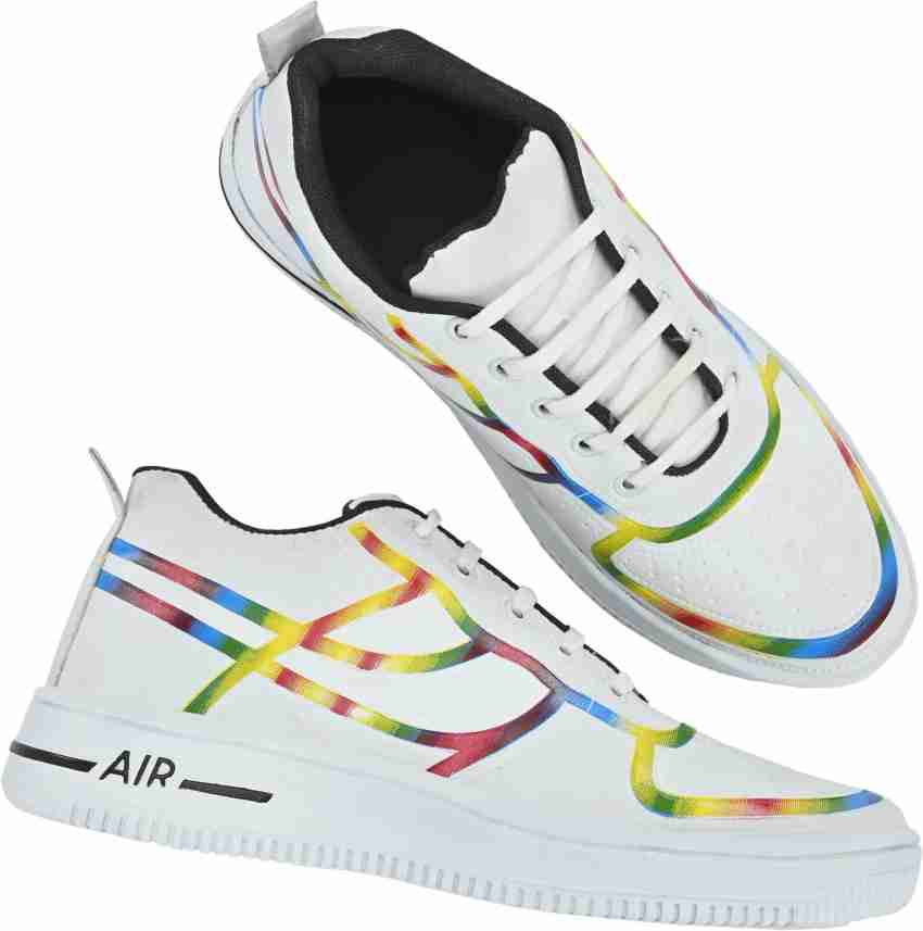 Nike Men's Custom Air Force 1 Rainbow Tie Dye Splatter Shoes Sneakers