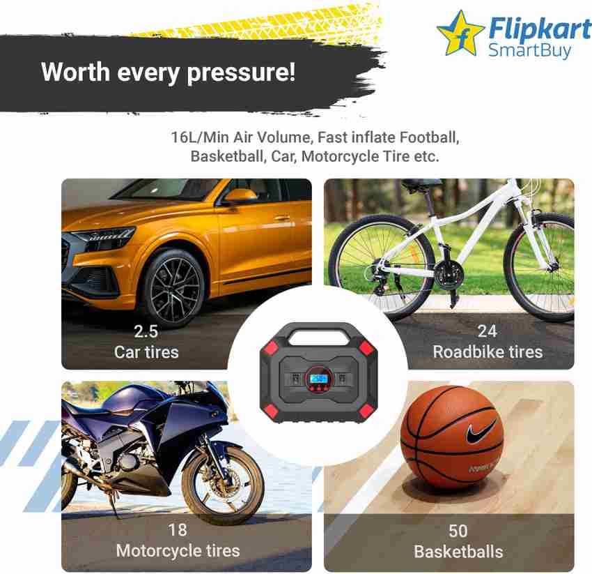 Flipkart SmartBuy 120 PSI Tyre Air Pump for Car Bike Price in