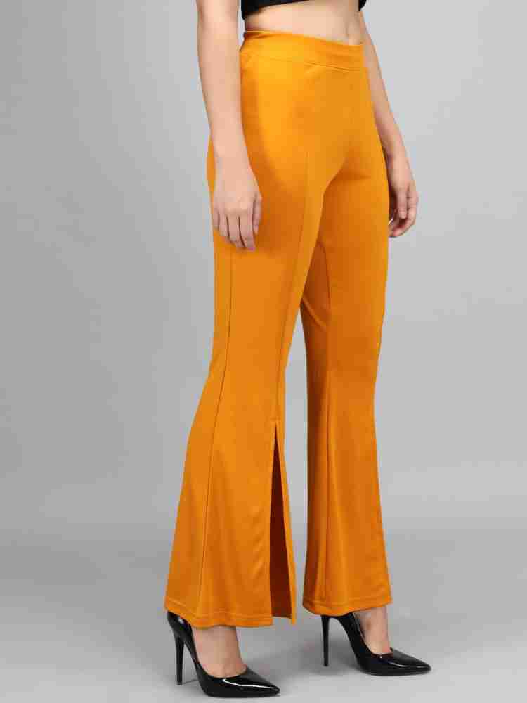 Yellow flared hot sale trousers