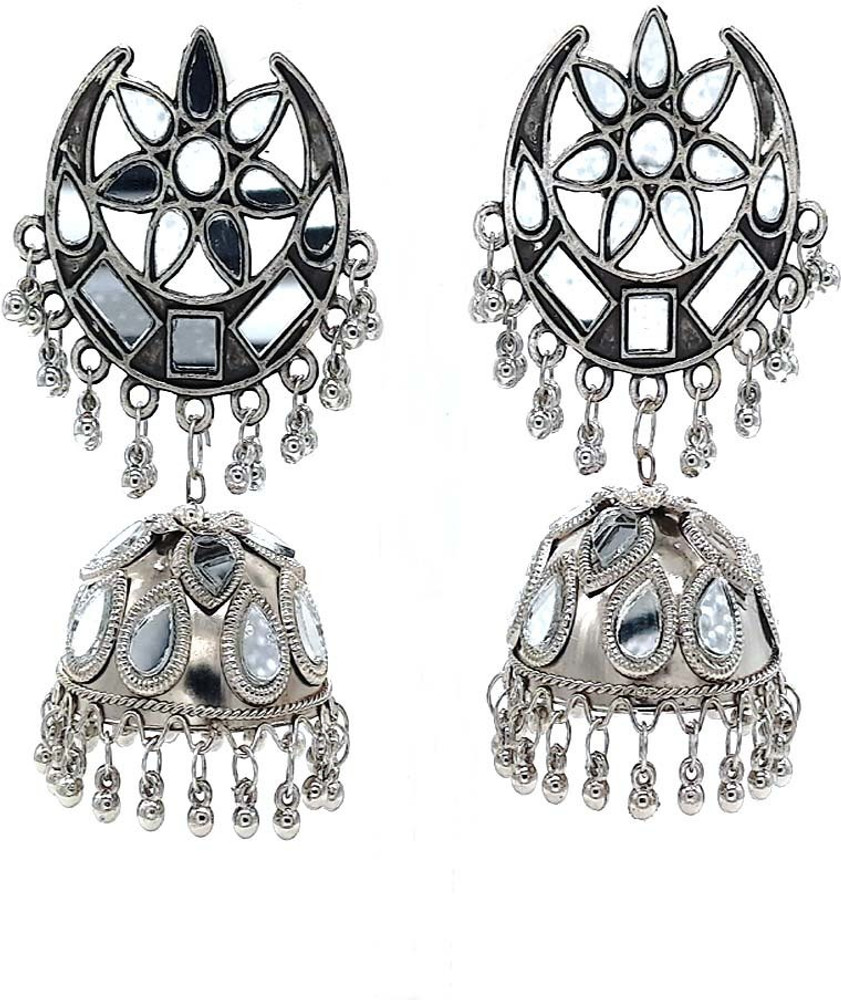 Flipkart Buy SHAH ENTERPRISES Afghani Moon Style Jhumka Earrings Silver for Womens and Girls Alloy Jhumki Earring Online at Best Prices in India