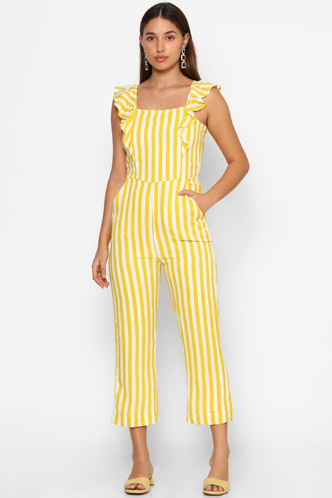 Buy Forever 21 Yellow  Cream Striped Jumpsuit for Women Online  Tata CLiQ