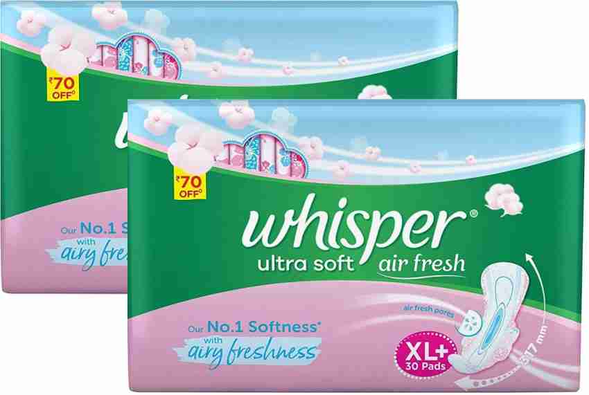 Whisper ULTRA SOFT PINK 30 XL+ EACH PACK OF 2 Sanitary Pad