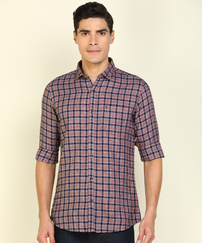 VAN HEUSEN SPORT Men Checkered Casual Blue Brown Shirt Buy VAN HEUSEN SPORT Men Checkered Casual Blue Brown Shirt Online at Best Prices in India Flipkart