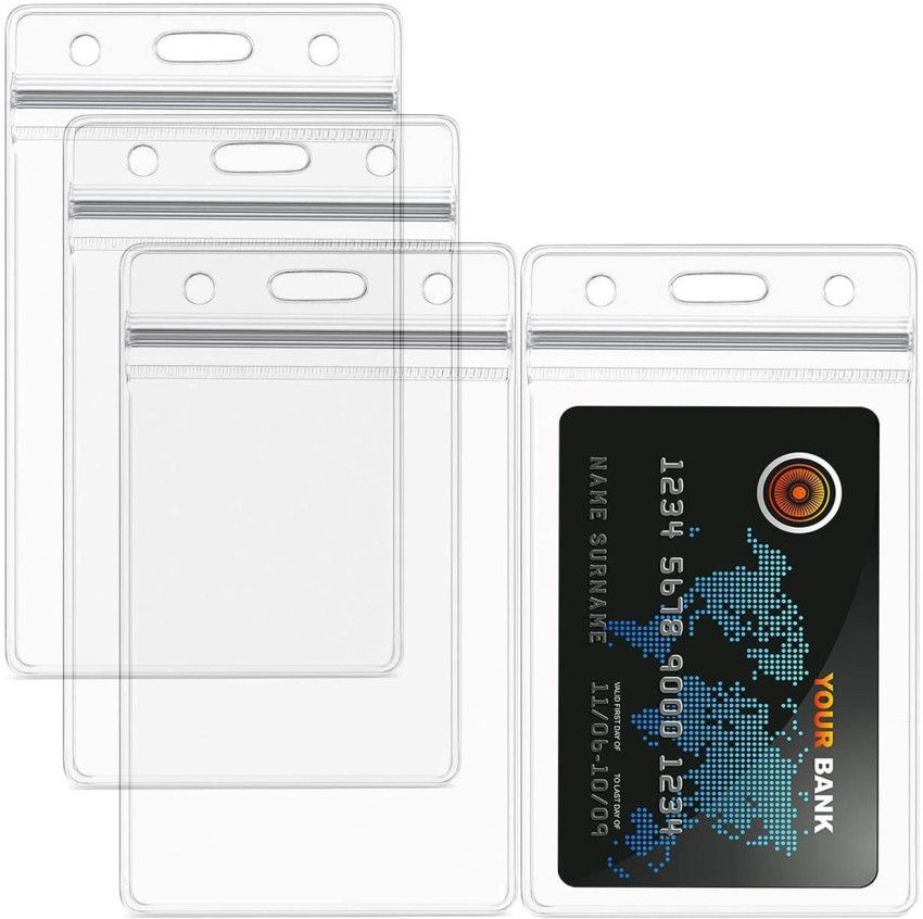5pcs Transparent Pvc Vertical Plastic Card Holder, Waterproof Id
