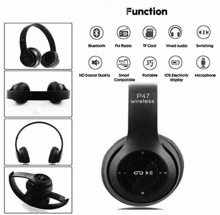 EAYS Best P47 With Mic FM SD Card Support With 6 Hour Battery