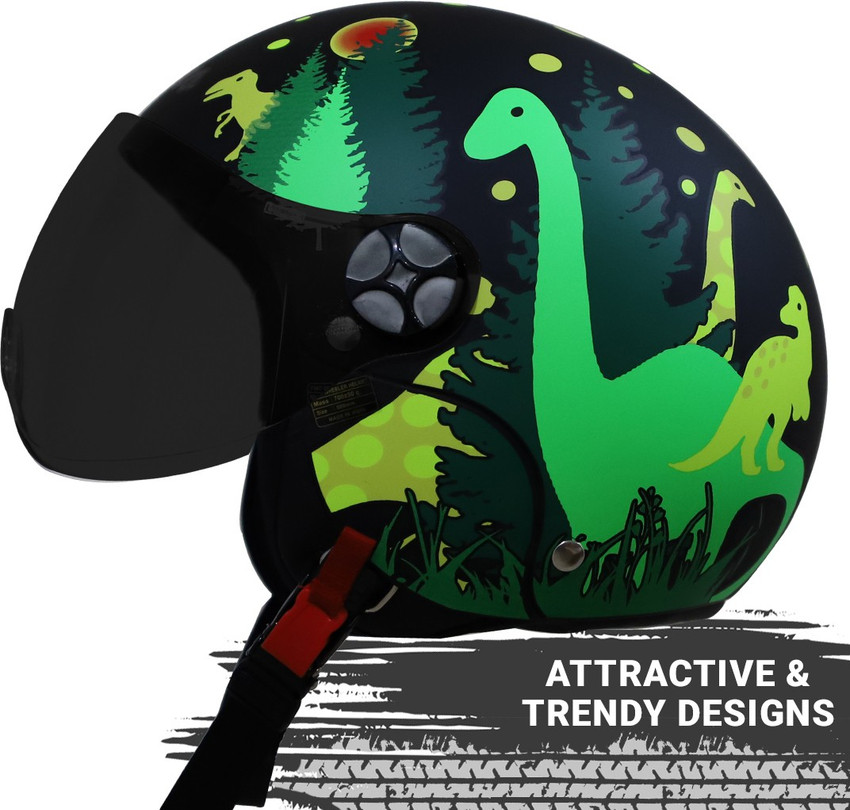 Steelbird Dino Open Face ISI Certified Helmet for Kids Motorbike
