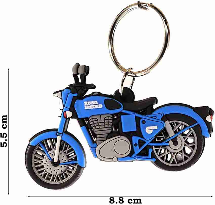 NSV Royal Enfield Bullet Blue Bike Rubber Key Chain Keyring Two