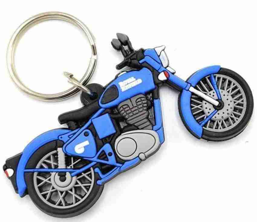 NSV Royal Enfield Bullet Blue Bike Rubber Key Chain Keyring Two