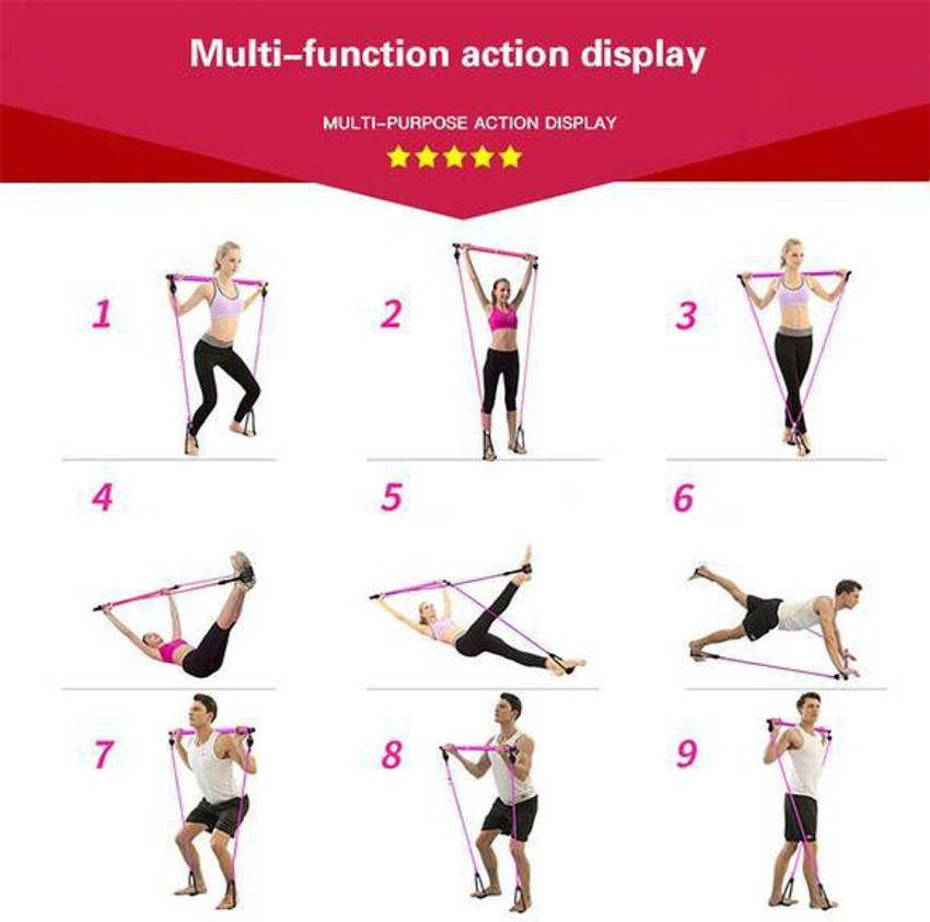 Pilates bar with resistance bands exercises hot sale
