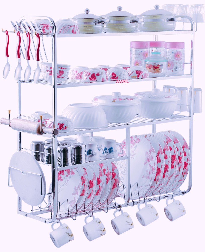 Buy 30x31 Inches / Plate Cutlery Stand / Kitchen Storage Rack / Modern Kitchen  Stand Utensil Kitchen Rack (Steel) Online at Best Prices in India - JioMart.