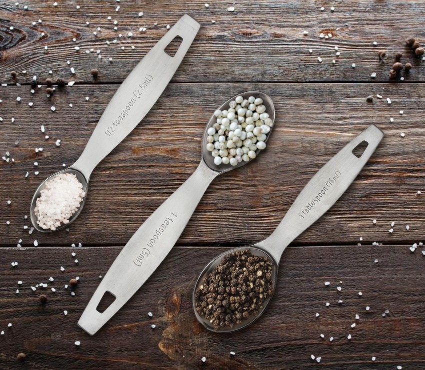 Stainless Steel - Oval Shaped Measuring Spoon - Matt Finish (Set of 4)