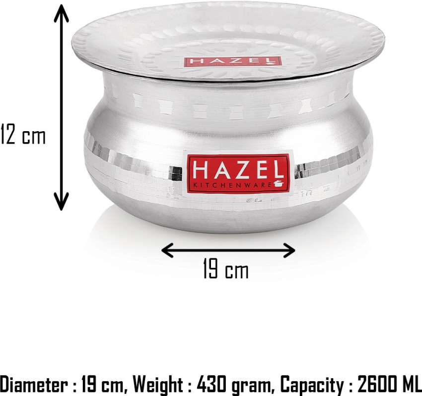 HAZEL Biryani Pot| Aluminium Biryani Handi Set, 10000 ML| Premium Aluminium  Hammered Finish Tope, Patila Handi | Multipurpose Aluminium Cooking