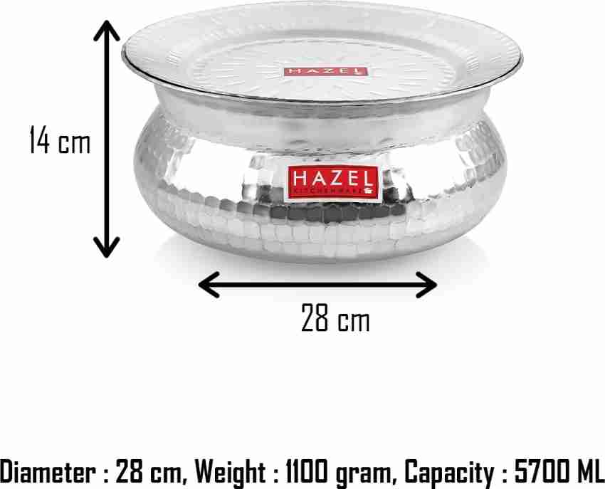 HAZEL Biryani Pot| Aluminium Biryani Handi Set, 10000 ML| Premium Aluminium  Hammered Finish Tope, Patila Handi | Multipurpose Aluminium Cooking