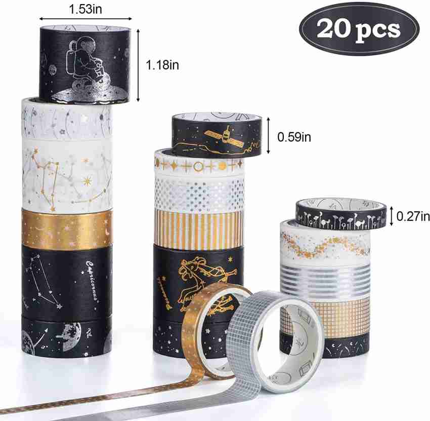 HASTHIP Washi Tape Sets of 20 Rolls Gold Foil Decorative Tapes for