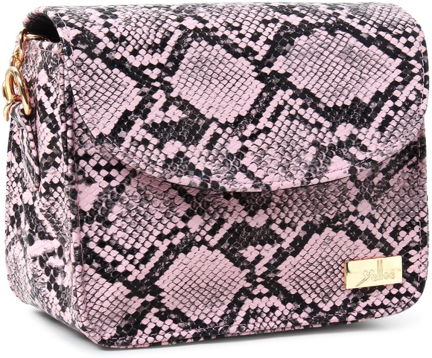 Yelloe Pink Sling Bag Women's PU Leather Sling Bags In (Snake Skin Print)  In Pink Pink - Price in India