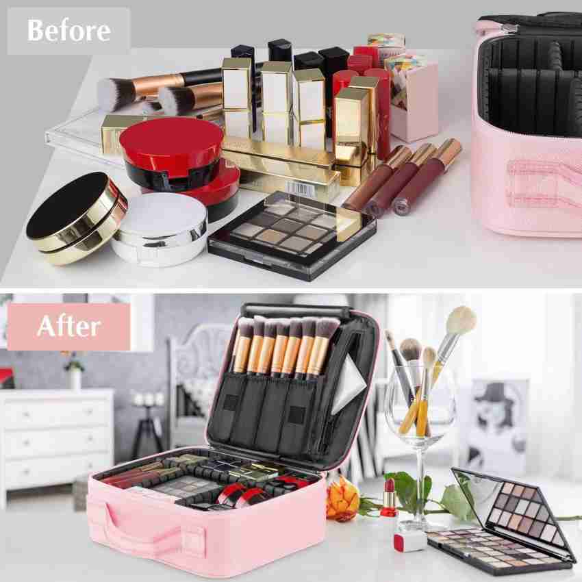 Handcuffs Professional Cosmetic Makeup Kit Storage Organizer Travel Bag  with Adjustable Compartment