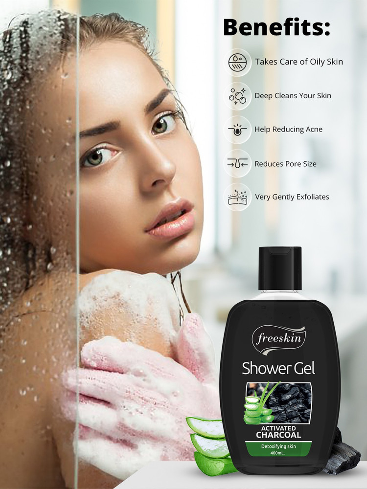 Free Skin Activated Charcoal Shower Gel for Detoxifying Skin 400ml
