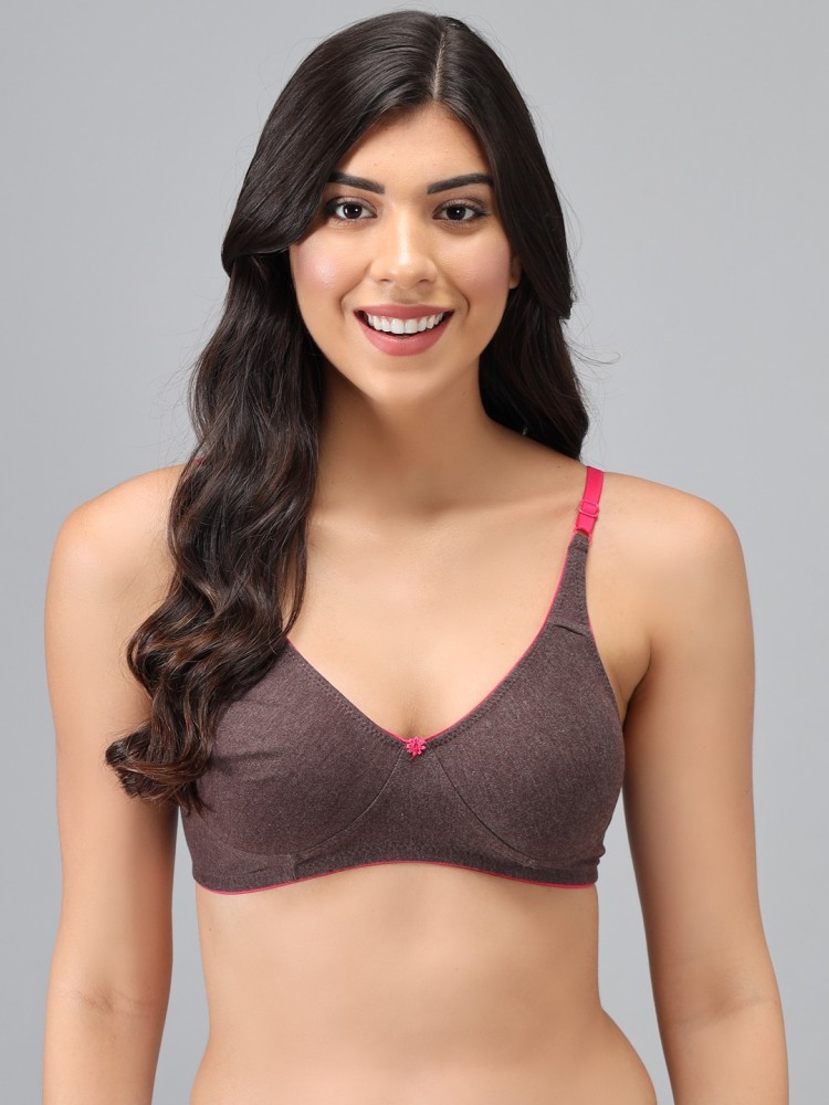 Deevaz Combo of 2 Non-padded, Non-wired bra in Grey and Purple Colour. –