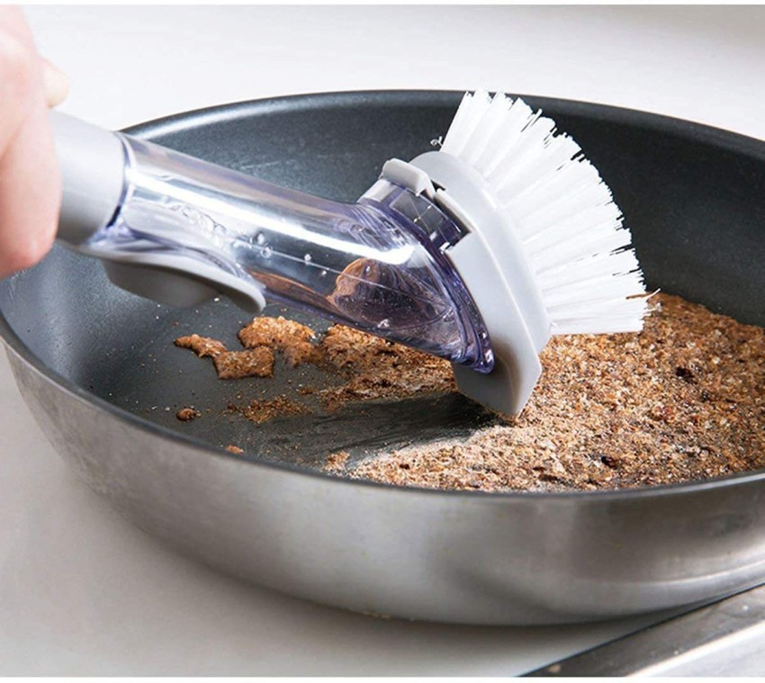 Kitchen Cleaning Brush 2In1 Long Handle Sponge Dishwashing Pan sink Scrubber