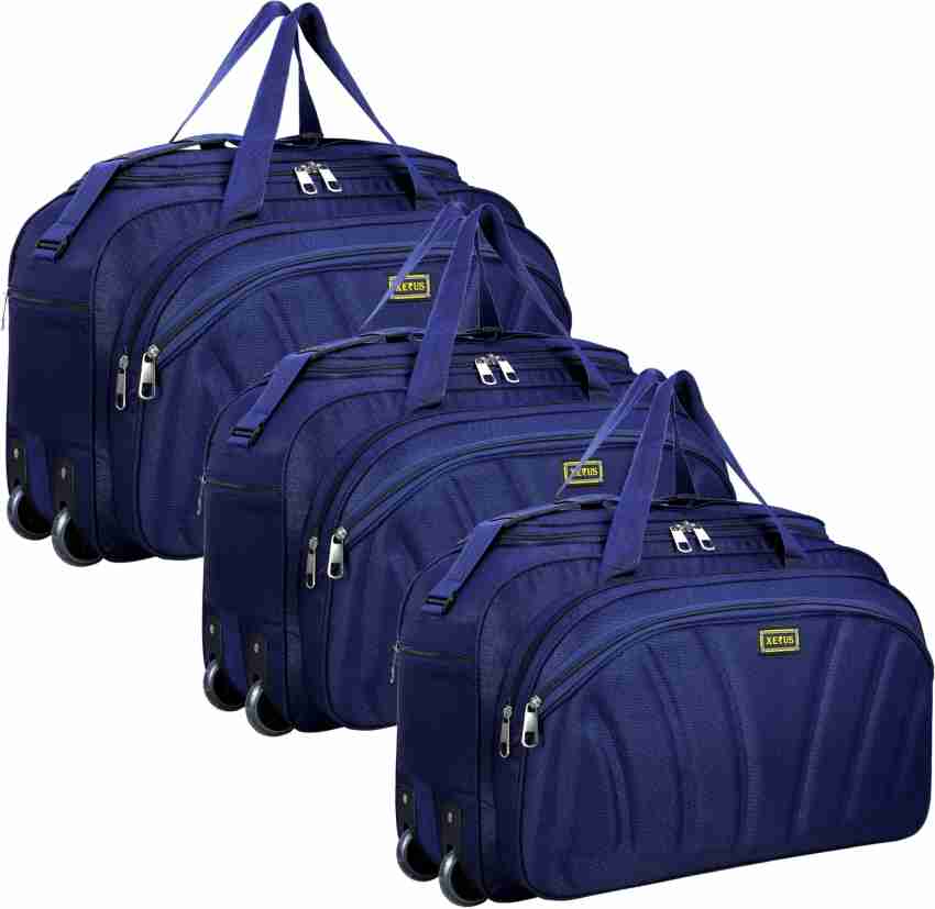 ZERUS Unisex Soft Body Set of 3 Luggage Bag Medium 54 Cm Travel Duffel Bag Light weight Waterproof Premium Quality Polyester Nylon Fabric Material Luggage Duffel With Wheels Strolley Blue Price in