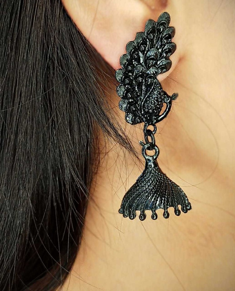 Fabula Black Beads Studded Half Hoop Drop Earrings Buy Fabula Black Beads  Studded Half Hoop Drop Earrings Online at Best Price in India  Nykaa