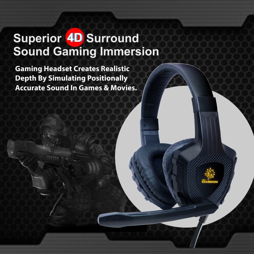 RPM Euro Games Gaming Headphones Earphones With LED, Surround Sound