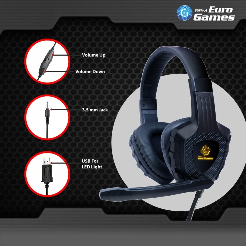 RPM Euro Games Premium Gaming Headphones With LED,Mic Wired Gaming Headset  Price in India - Buy RPM Euro Games Premium Gaming Headphones With LED,Mic  Wired Gaming Headset Online - RPM Euro Games 