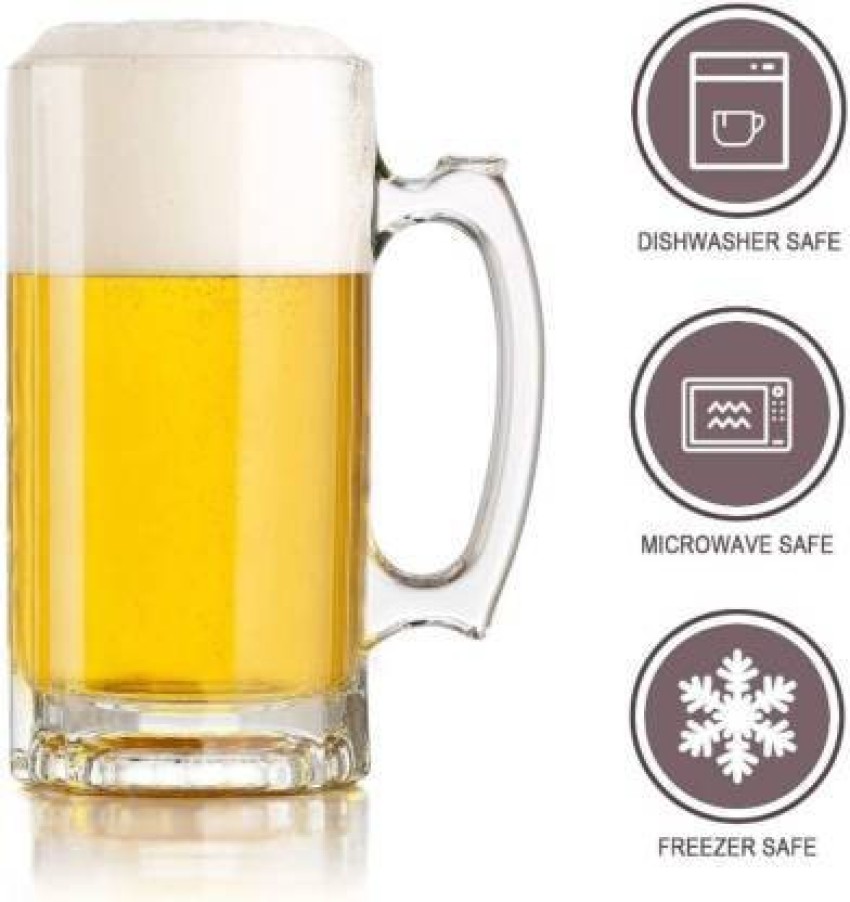 baluda Stylish Transparent Beer Glass with Premium Handle Glass